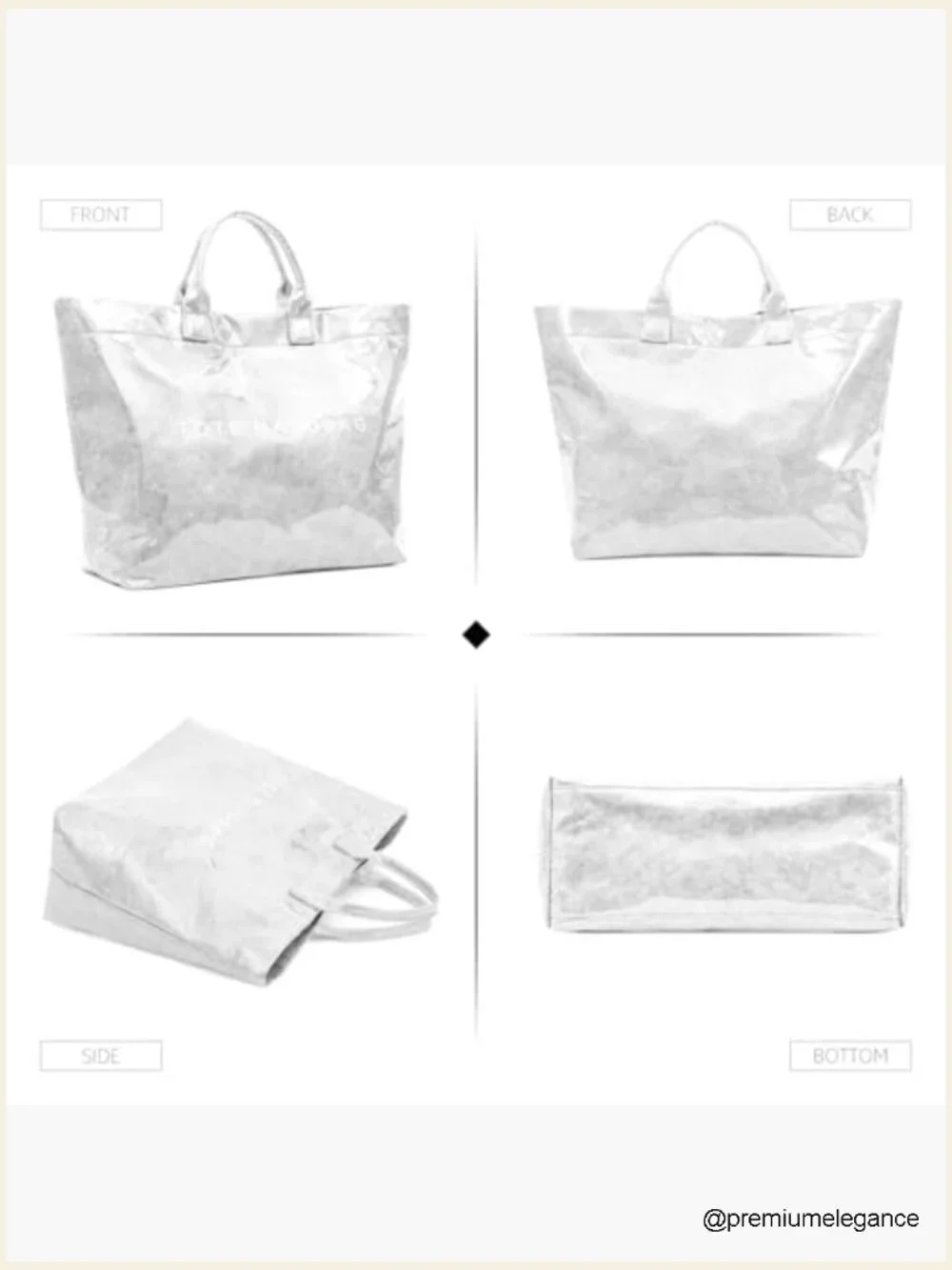 Large Kraft Paper PVC Tote Bag with Letter Print Waterproof Clear Hobo Handbag
